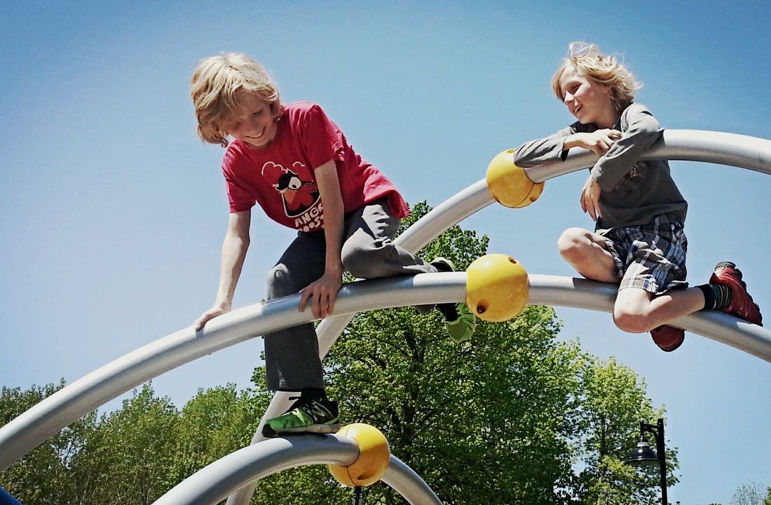 11-year-old twins Alex Teschow Simon Ormerod on playground