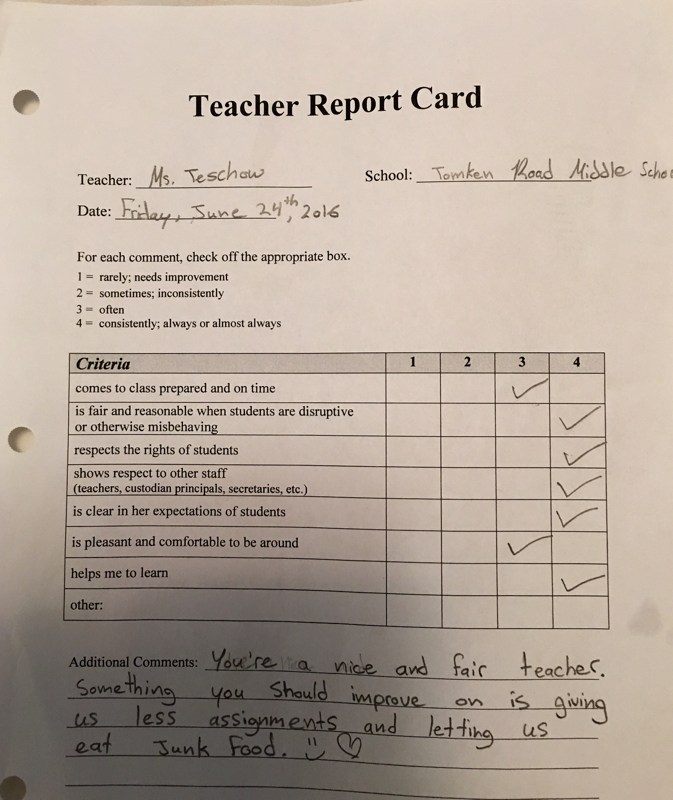 Report Cards: Teacher Version - Vera 