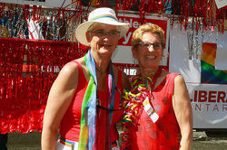 Ontario Premier Kathleen Wynne and her partner at World Pride in Toronto 2014
